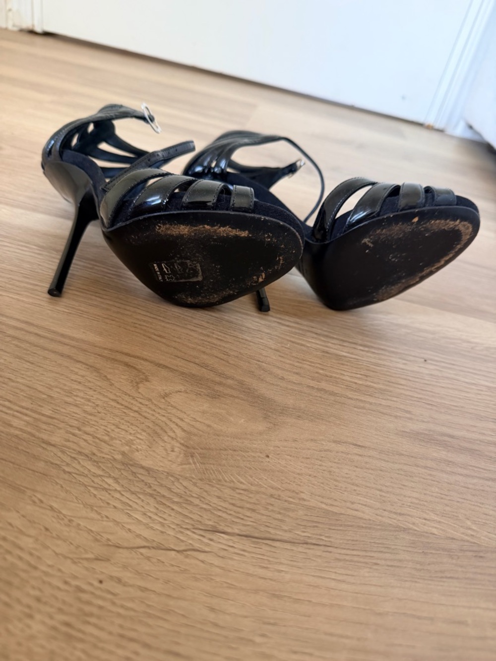 Giuseppe Zanotti Black Patent Leather Strappy Stiletto Heels - Picture 4 of 6